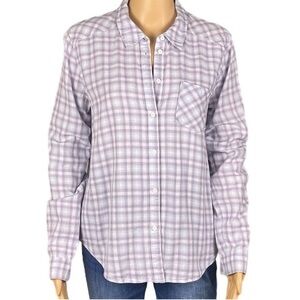 Paige Washed Look Lavender Plaid Button-Up Women's Button Front Shirt Sz Small